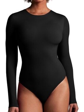 NWT House of Harlow 1960 Long Sleeve Bodysuit Black Sexy Crew Neck Women’s 
Sz L